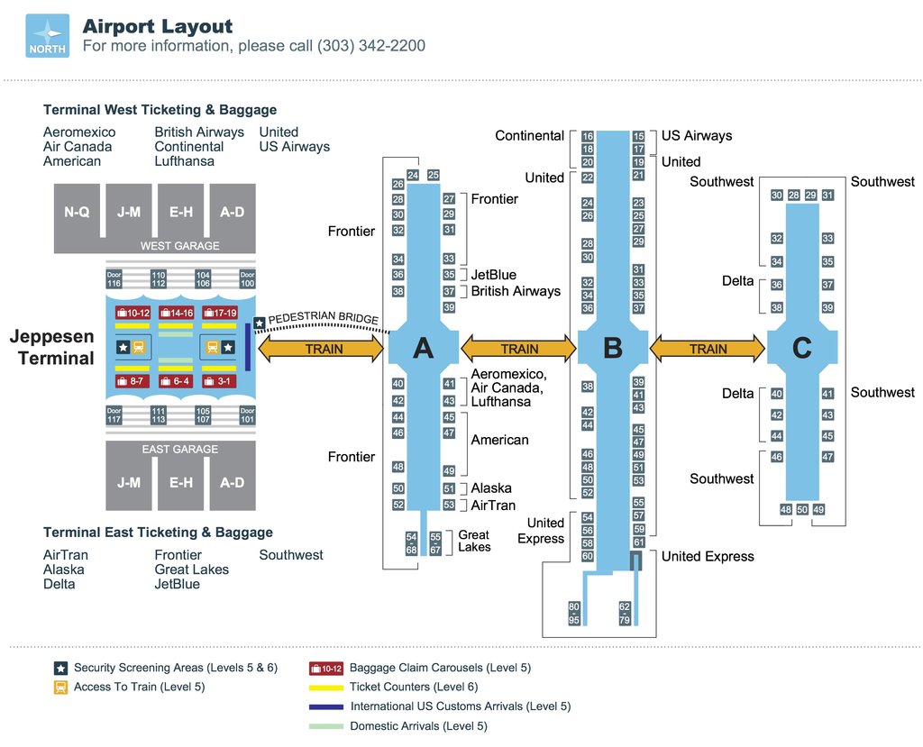 denver terminal b map Terminal Map Denver Airport Vail Aspen Limo